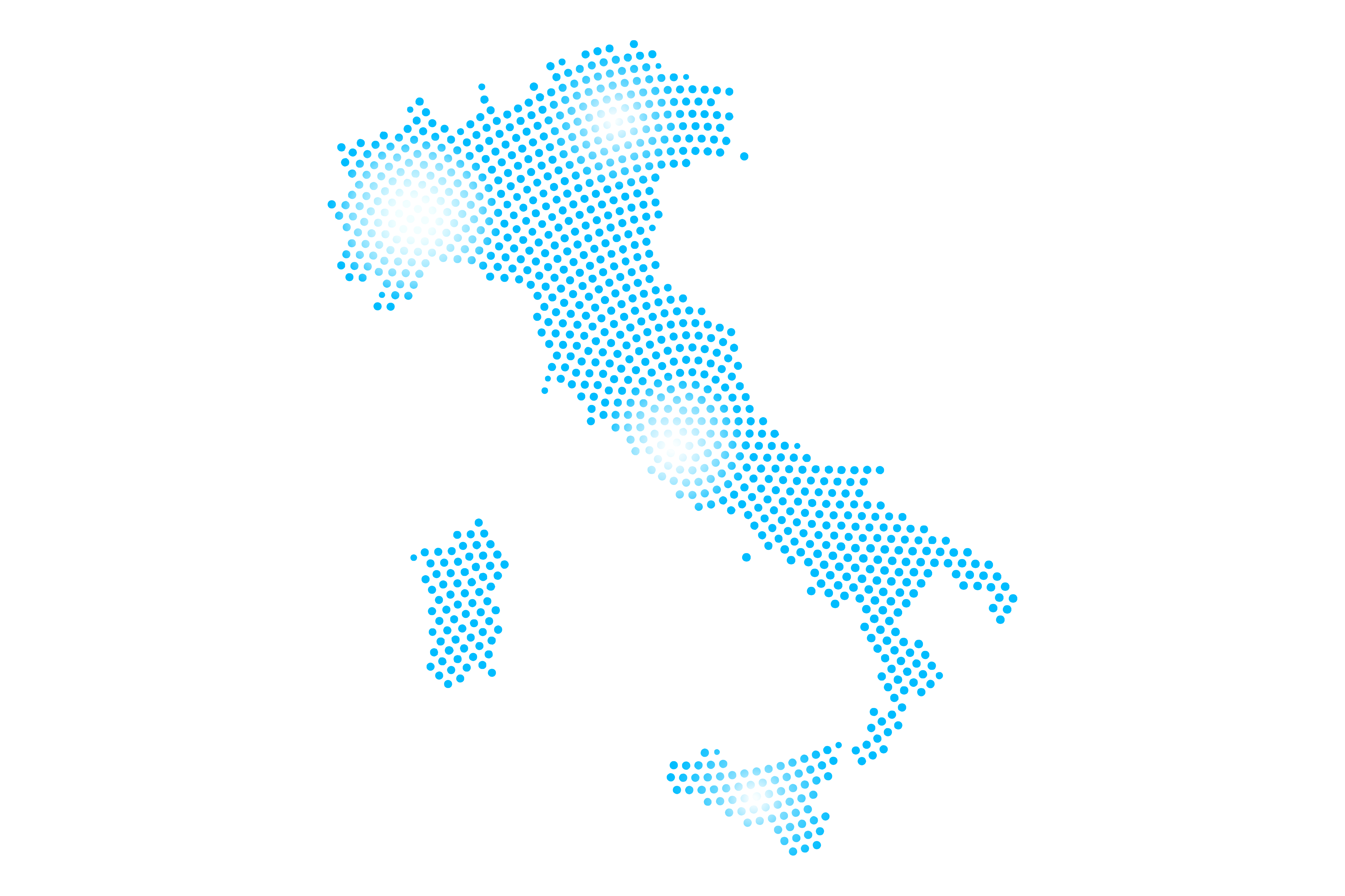 Mappa stilizzata dell'Italia che mostra la localizzazione dei clienti Beicalab
